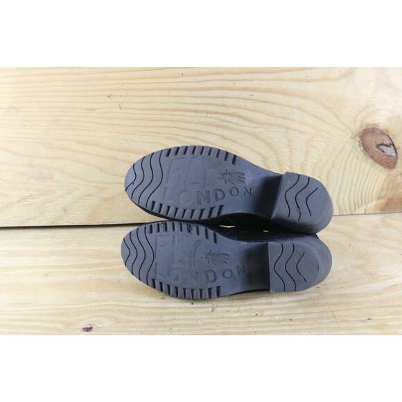 Fly London Boots 41 Black Leather Suede Wezo Ankle 10 Bootie Shoes - Picture 5 of 10